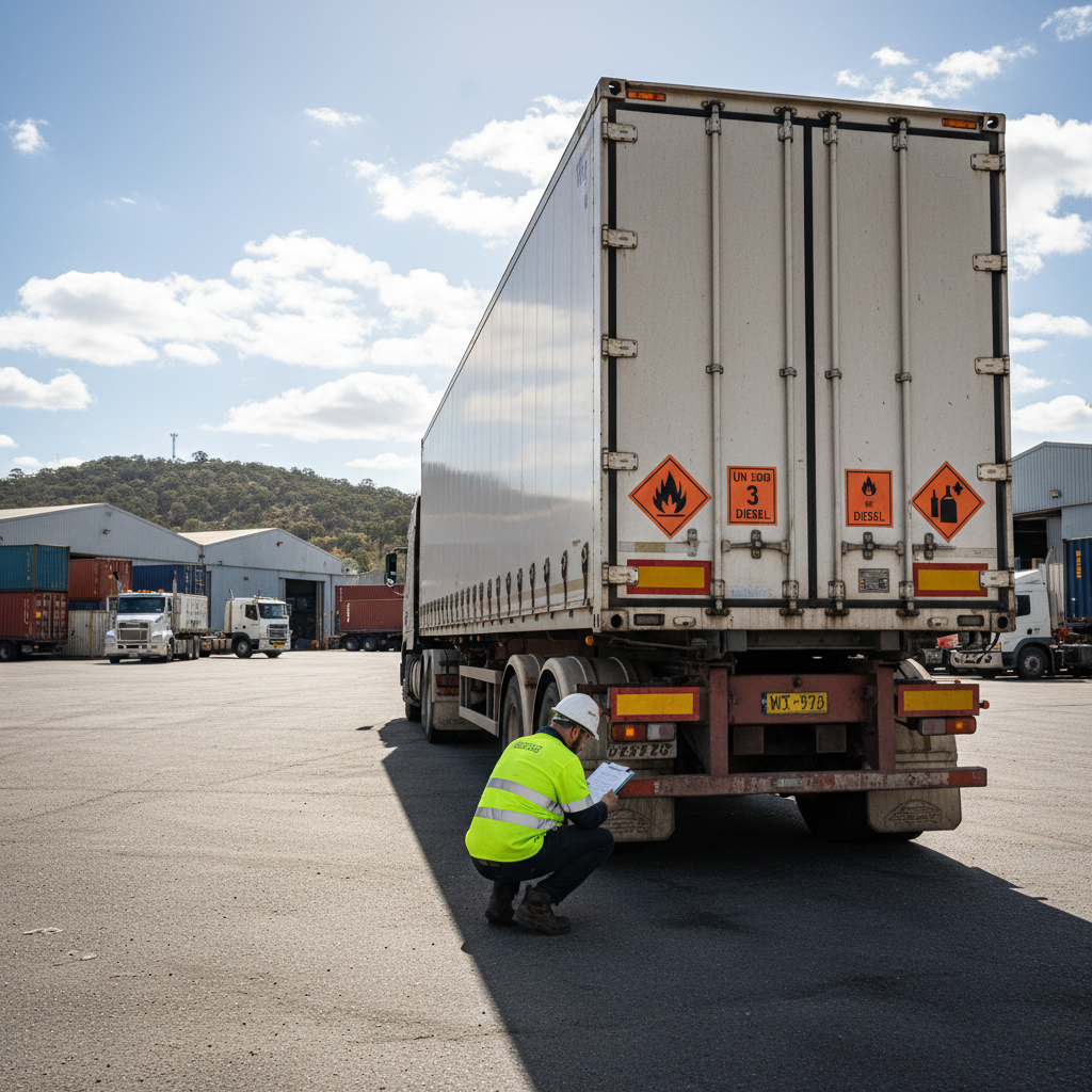dangerous goods placard truck Western Sydney freight depot TLILIC0001