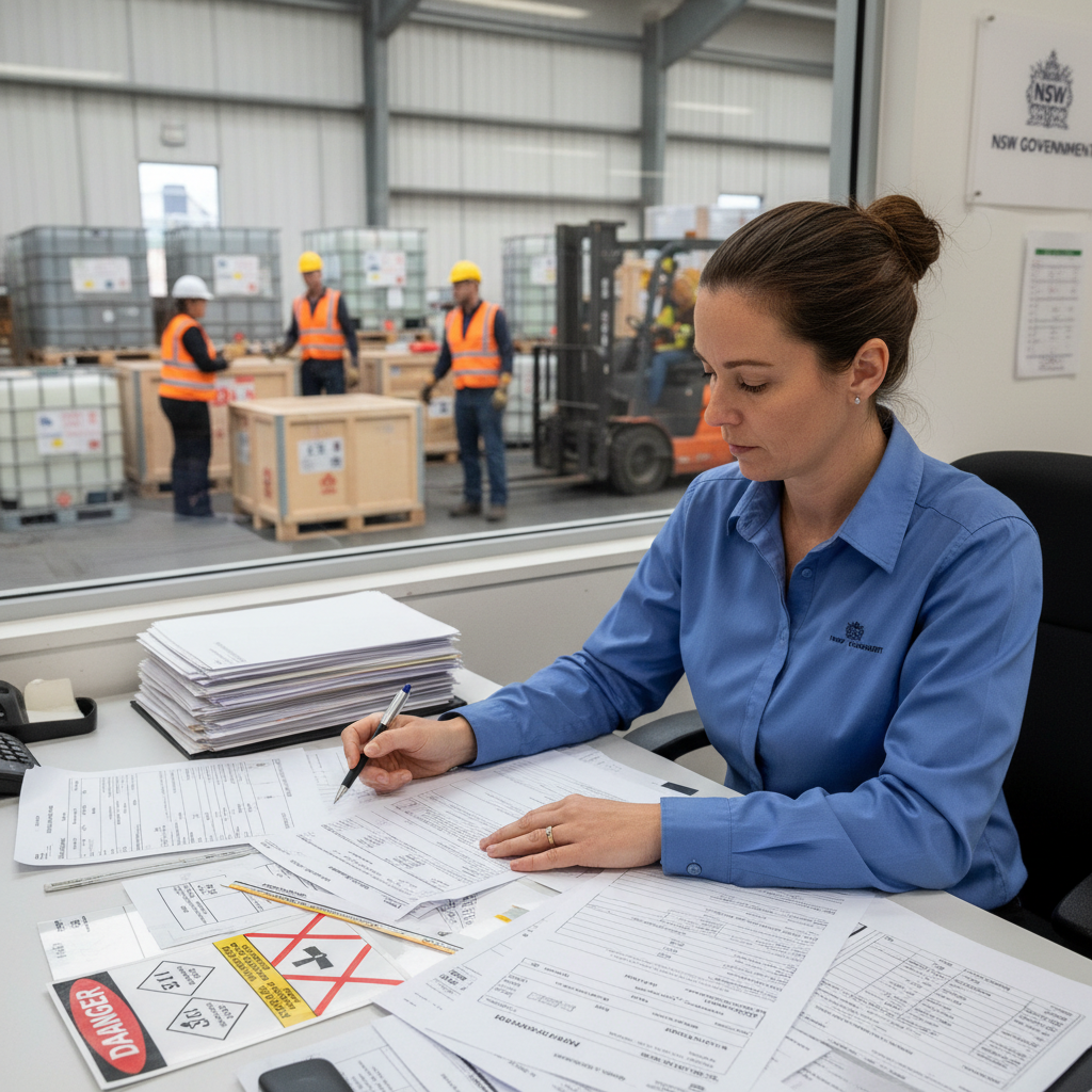 dangerous goods shipping documents freight forwarder consignor NSW compliance