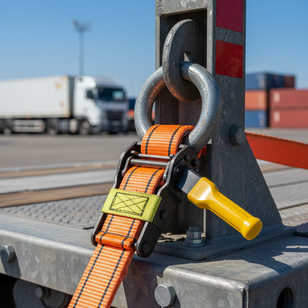 anchor point restraint strap attachment close-up SLP load restraint