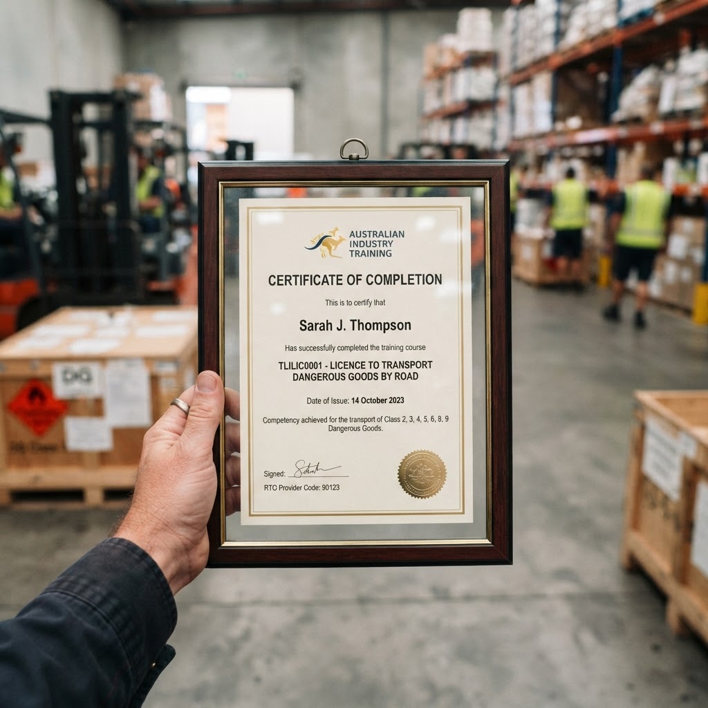 Dangerous goods licence certificate NSW after successful training