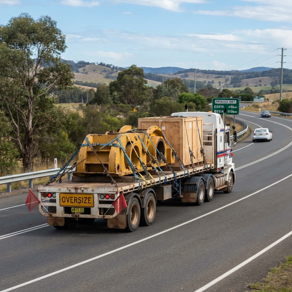 Load restraint compliance NSW - properly secured cargo on a flatbed truck