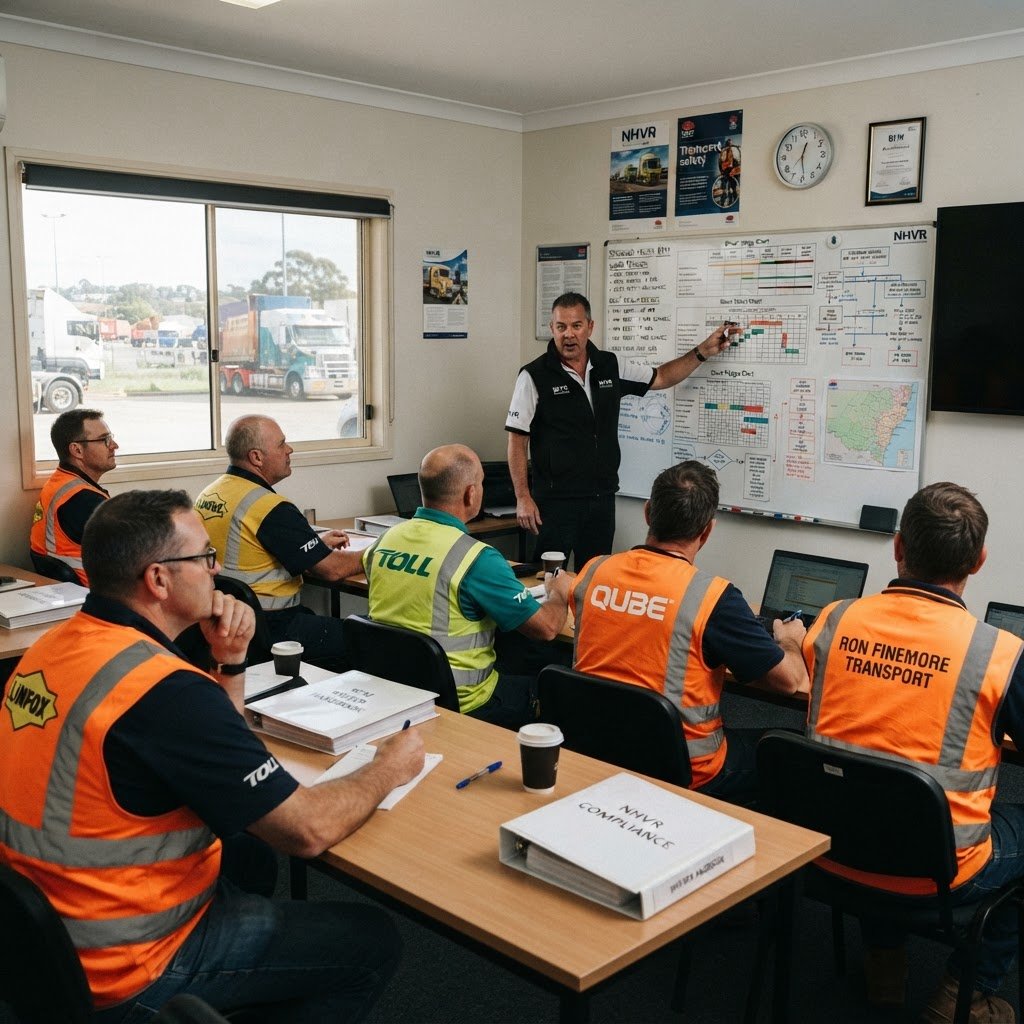 BFM accreditation training session NSW with truck drivers learning fatigue management