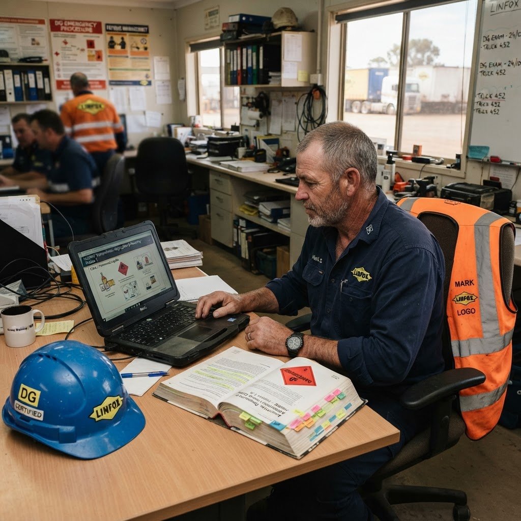 EPA dangerous goods licence application paperwork on training desk